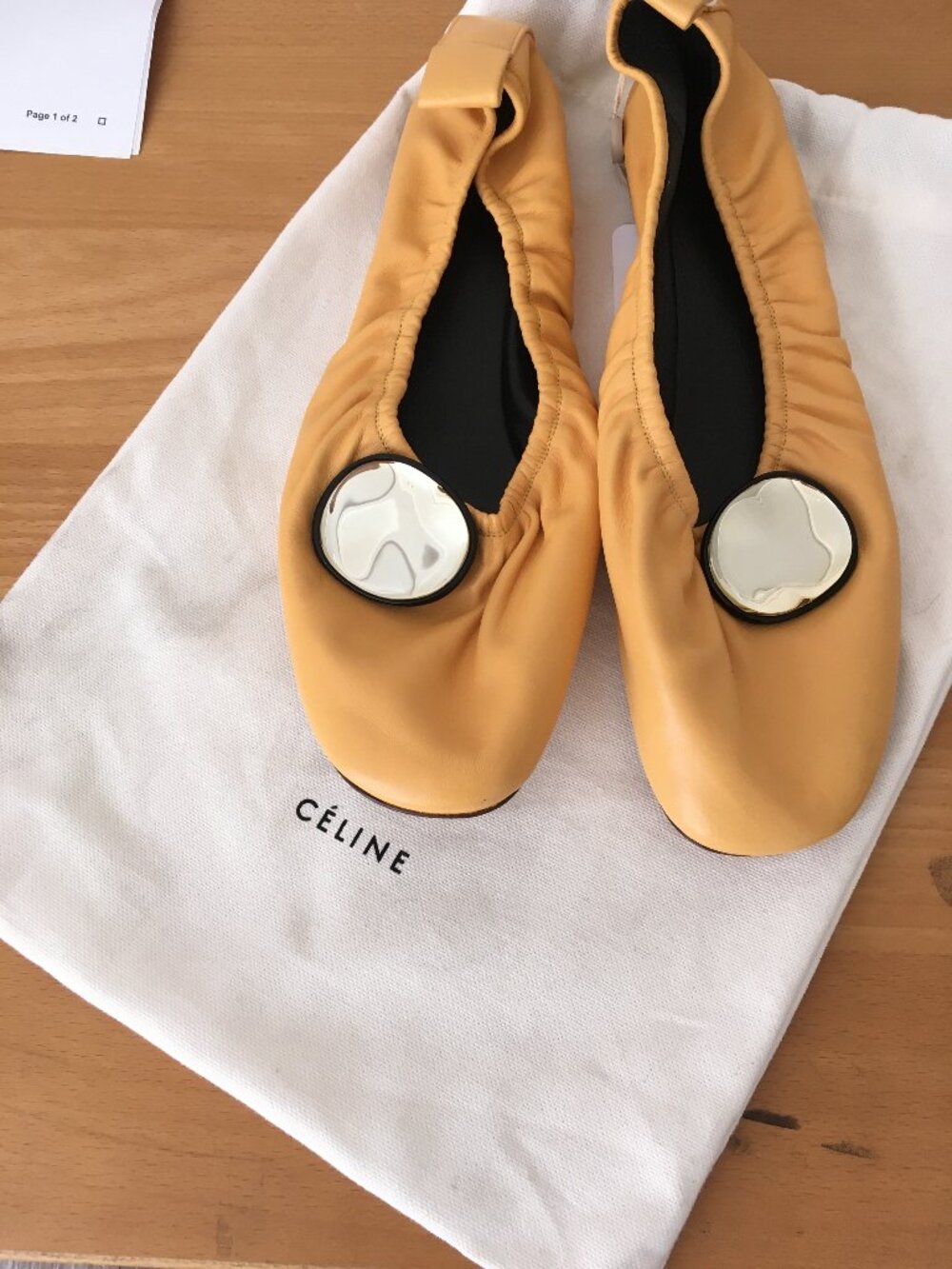 Celine  2015 yellow leather ballet ballerina flats, RARE, size 40, NEW unused